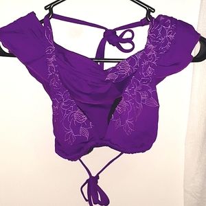 Purple Ruffle Bottom Bikini